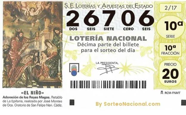 El Tercer Premio del sorteo de la Lotería del Niño es para el 26706 y ha caído en Torrent (Valencia) y Valladolid