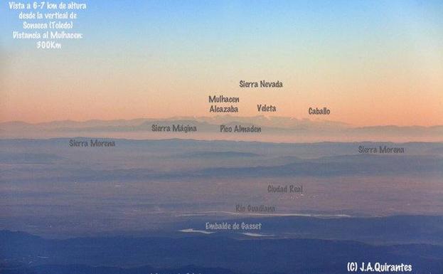 La curiosa imagen aérea en la que se ve Sierra Nevada desde Toledo