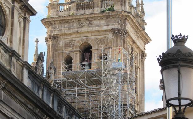 Comienza la colocación de grandes piezas de madera en la Catedral