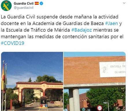 La Academia de la Guardia Civil de Baeza cierra sus puertas desde mañana viernes