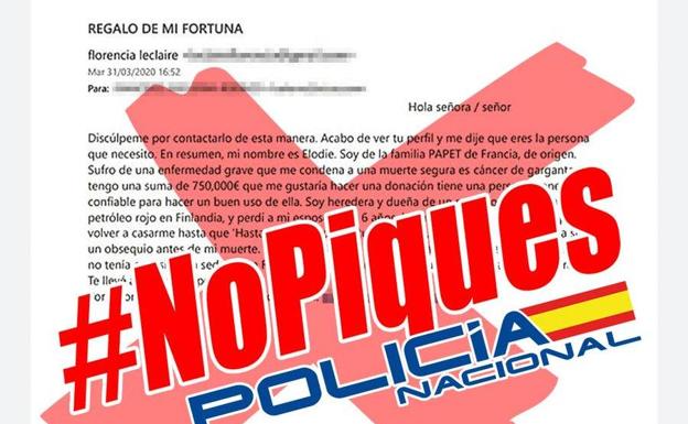 Vuelve el timo de la moribunda millonaria que busca heredero para su fortuna