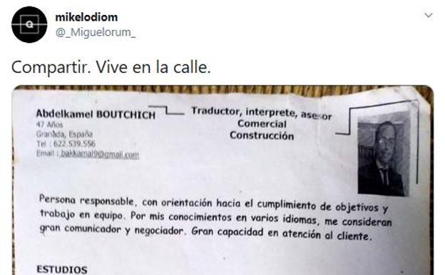 La iniciativa de un granadino para ayudar a un sintecho a encontrar trabajo: «Tiene dos carreras y habla seis idiomas»