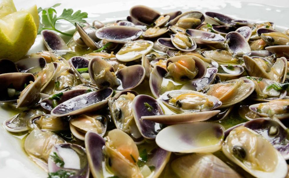 Coquinas en salsa de ajo, vino blanco y perejil