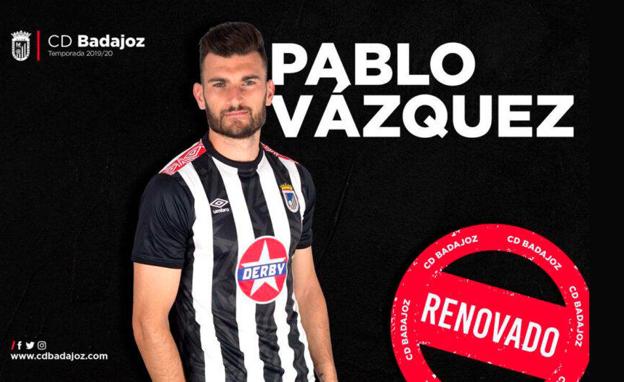 Pablo Vázquez renueva por un año más con el Badajoz