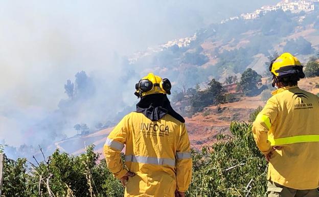 Estabilizado el incendio forestal de Bubión, que suma medios aéreos