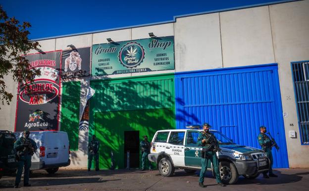 Un 'growshop' de Granada, epicentro de una operación contra la marihauana con armas de fuego y coches de lujo