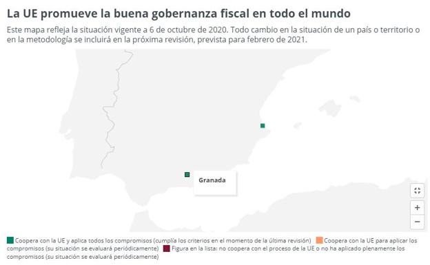 Granada, un 'paraíso fiscal' por el error en un mapa de la Unión Europea