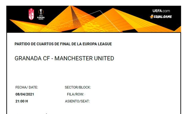 El club envía a los socios unas entradas simbólicas del Granada-Manchester