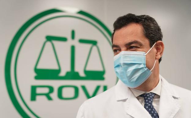 Moreno defiende que la fabricación de Moderna en Granada pone a la provincia «en el mapa mundial de la lucha contra la covid»