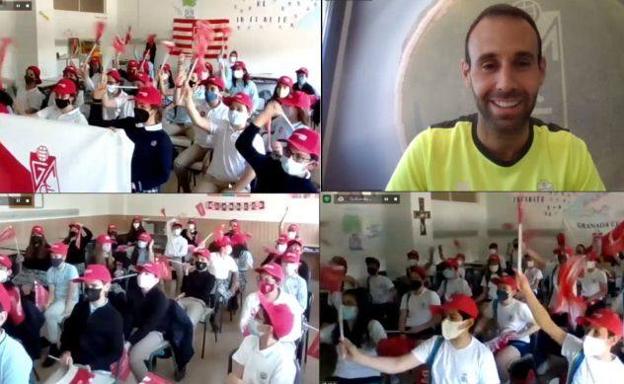 Víctor Díaz anima a decenas de niños a seguir las medidas de prevención y de seguridad ante la Covid19