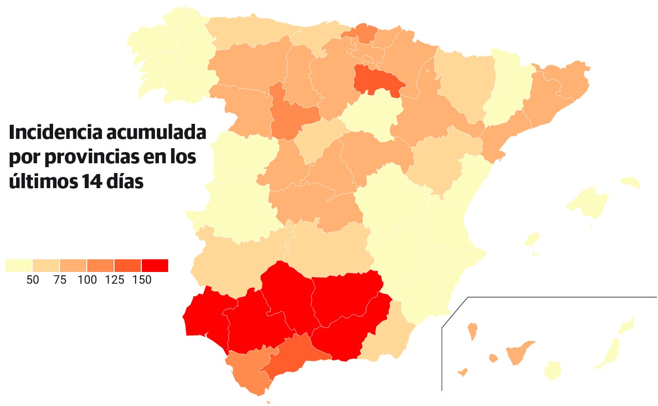 Granada, entre las cinco provincias españolas con mayor incidencia de covid