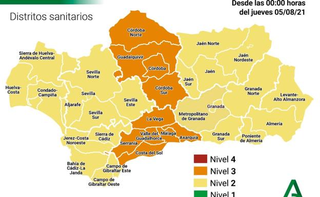 La Junta publica los niveles de alerta y restricciones de cada municipio de Andalucía durante siete días