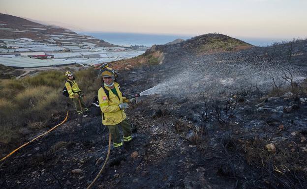 Extinguido el incendio de Gualchos con 80 hectáreas quemadas y daños en seis invernaderos