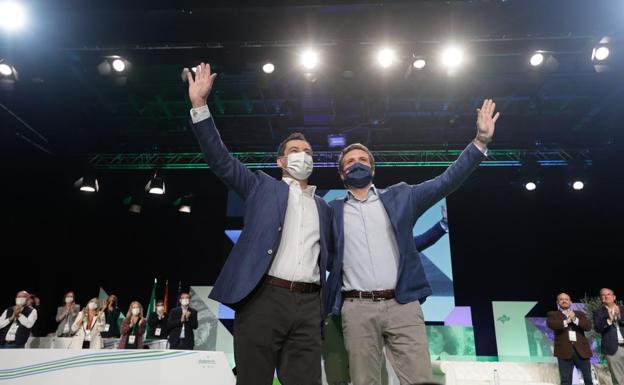 Casado a Juanma Moreno: «A mí me da igual cuándo van a ser las elecciones porque vas a arrasar»