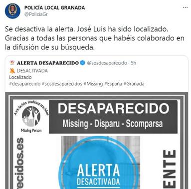 Encuentran al hombre desaparecido en el centro de Granada desde el lunes