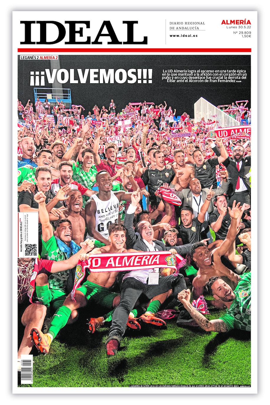 El ascenso de la UD Almería en las portadas de la prensa deportiva