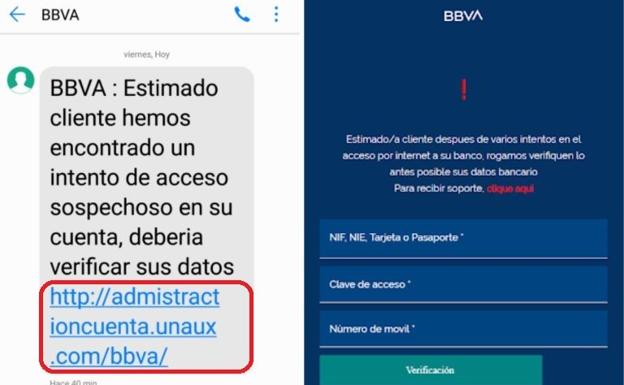 El falso SMS a clientes de BBVA y Unicaja para robar tus datos