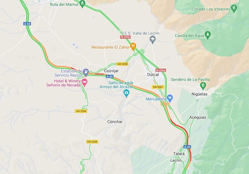 Retenciones de regreso de la Costa por un accidente sin daños personales en la A-44