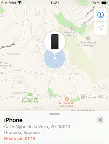 Una ciudadana alemana pide ayuda para recuperar su móvil geolocalizado en Granada