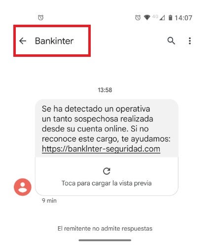 Bankinter advierte del peligroso SMS que roba las cuentas a sus clientes