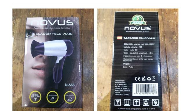 Consumo alerta del riesgo de incendio de un lote de secadores de pelo