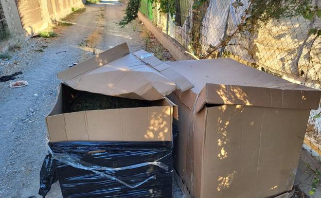 Hallan dos palés con más de 80 kilos de marihuana perdidos en un camino rural de Cúllar Vega