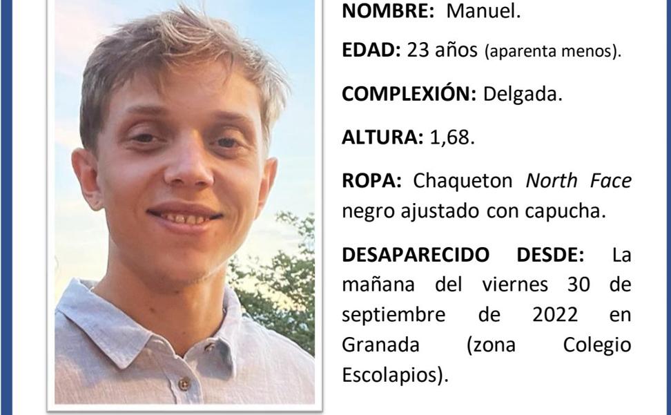 El joven desaparecido en Granada se marchó de casa sin móvil y sin documentación