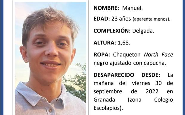 El joven desaparecido en Granada se marchó de casa sin móvil y sin documentación
