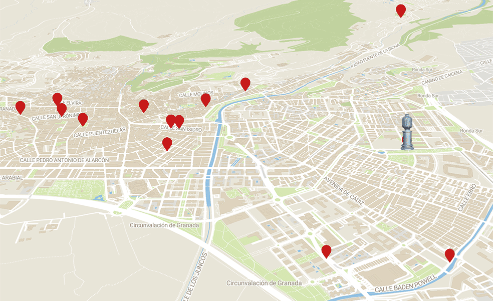 Las 14 calles de Granada en las que se van a quitar los bolardos