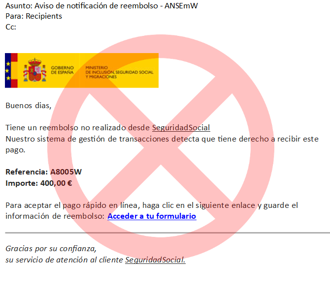 Este es el correo que promete 400 euros en nombre de la Seguridad Social