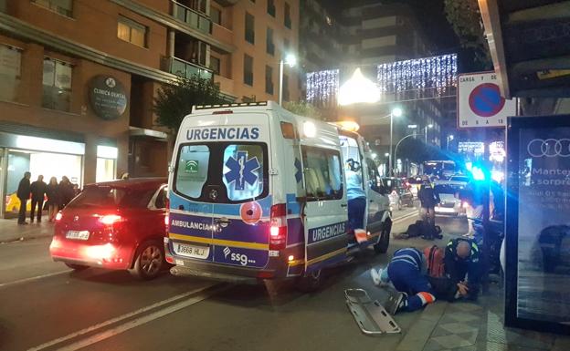 Choque de dos motoristas en la Avenida de Madrid de la capital