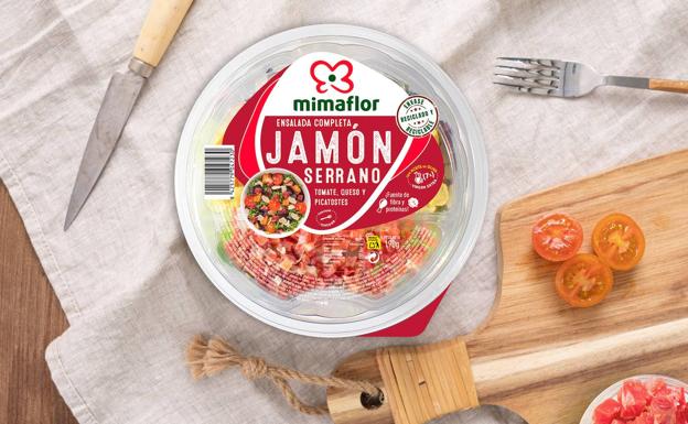 Mimaflor lanza la ensalada con Jamón Serrano con nuevo aliño y más saludable