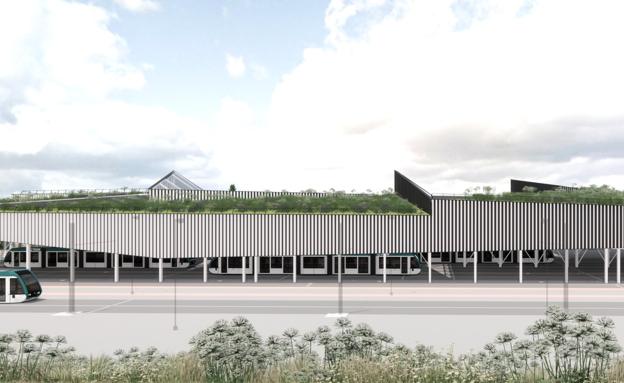 Una gran cubierta verde de 9.000 metros cuadrados para las cocheras del Metro de Granada