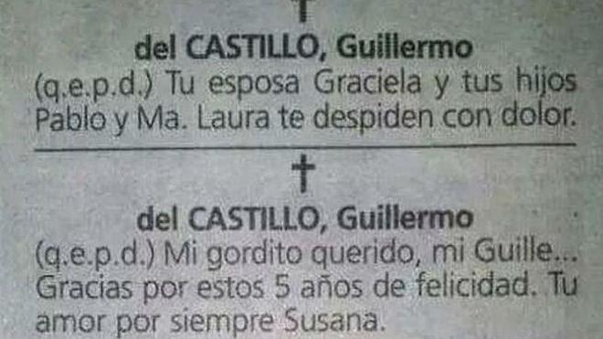 Una viuda se entera de que su marido le era infiel al publicar la misma esquela que su amante