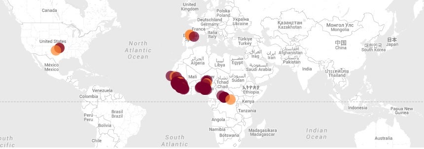 Mapa del Ébola: así ha saltado el virus de un país a otro