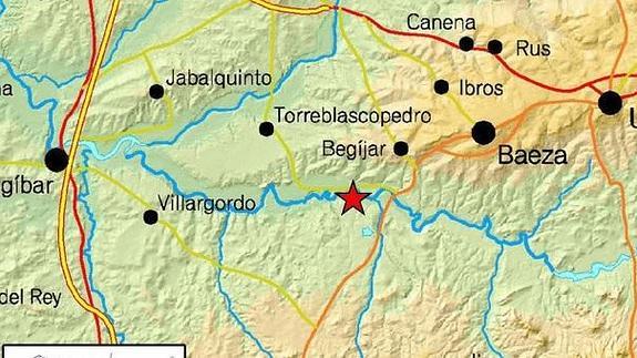 Sentidos tres terremotos de 2,6 y 2,5 grados con epicentro en Lupión y Begíjar