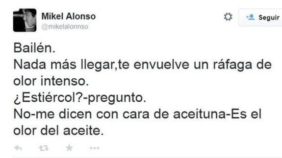 Mikel Alonso la lía en Twitter con el "olor a estiercol de Bailén"