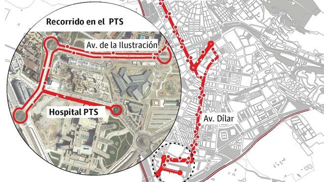 Así se integra el PTS en el mapa del bus urbano