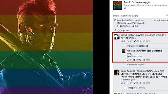 «Hasta la vista»: La genial respuesta de Schwarzenegger a un seguidor contrario al matrimonio gay