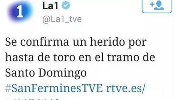 La falta de ortografía de TVE: «Herido por 'hasta' de toro»