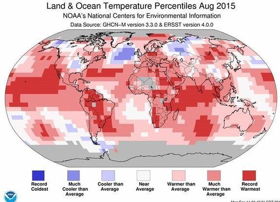 El agosto de 2015 fue el más cálido desde que hay registros