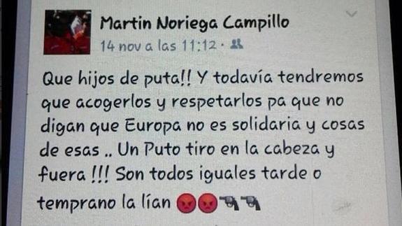 Un concejal del PP pide "un puto tiro en la cabeza" a todos los refugiados