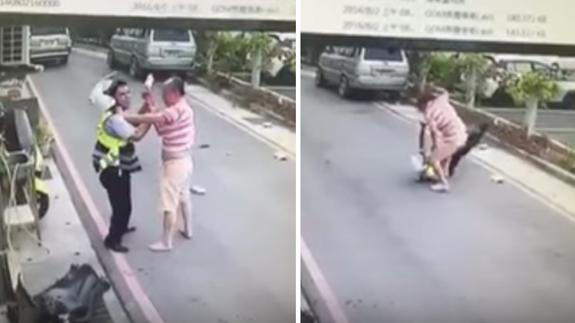 Un cocinero agrede con un cuchillo de carnicero a un policía por poner multas