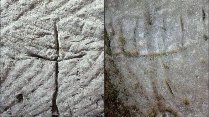 Aparecen una cruz y una menorá grabados hace 2.000 años en una cueva de Israel