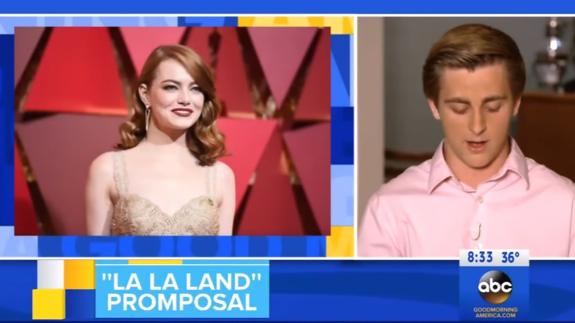 Un estudiante pide a Emma Stone que sea su pareja en el baile y ella le responde