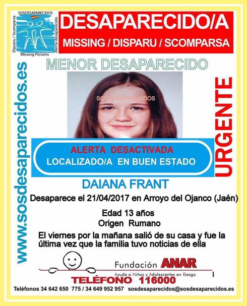Aparece en buen estado la menor desaparecida en Arroyo del Ojanco