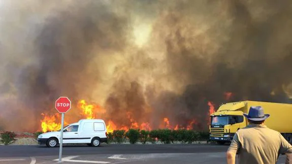 Los bomberos evitaron una explosión en cadena en el incendio de Huércal de Almería